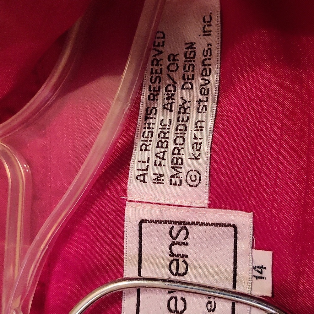 Karin stevens petites skirt suit, jacket 14P, skirt 14, Red - Picture 8 of 9